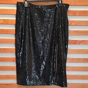 Shimmering Black Sequin Pencil Skirt Size Large